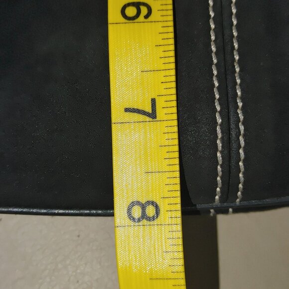 Salvatore Ferragamo Hobo Bag Black Leather Suede White Stitching Italy - Picture 5 of 16